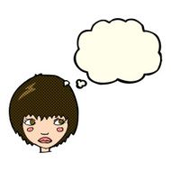 cartoon unhappy girl with thought bubble N12