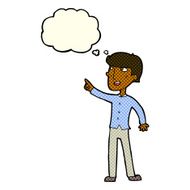 cartoon man pointing with thought bubble N108