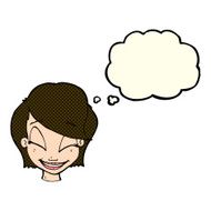 cartoon pretty female face with thought bubble N59