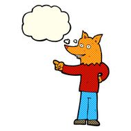 cartoon fox man pointing with thought bubble N6