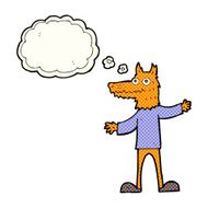 cartoon fox man with thought bubble N33