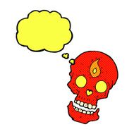 cartoon mystic skull with thought bubble N4