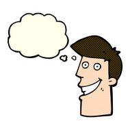 cartoon grinning man with thought bubble N51