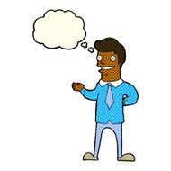 cartoon salesman with thought bubble N5