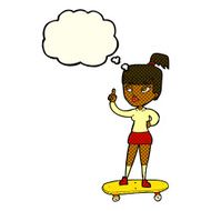 cartoon skater girl with thought bubble N5