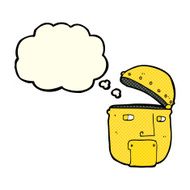 cartoon robot head with thought bubble N32