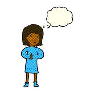 cartoon calm woman with thought bubble N5