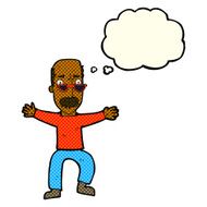cartoon old man waving arms with thought bubble N6