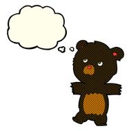 cartoon cute black bear with thought bubble N34