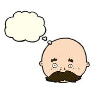 cartoon bald man with mustache thought bubble N10