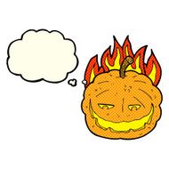 cartoon halloween pumpkin with thought bubble N11