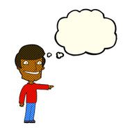 cartoon happy man pointing with thought bubble N35