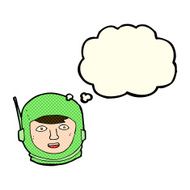 cartoon astronaut head with thought bubble N4