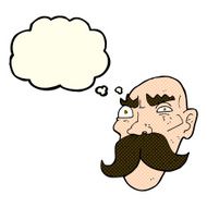 cartoon angry old man with thought bubble N80
