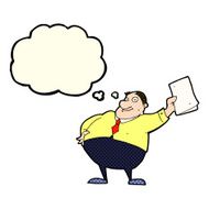 cartoon boss waving papers with thought bubble N5