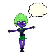 cartoon vampire girl with thought bubble N131