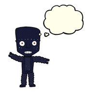 cartoon robot with thought bubble N92
