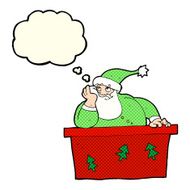 cartoon bored santa claus with thought bubble N5