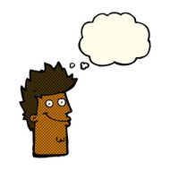 cartoon happy man face with thought bubble N9