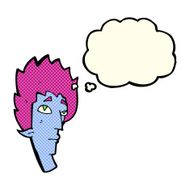 cartoon vampire head with thought bubble N23