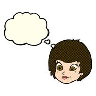 cartoon female face with thought bubble N82