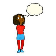cartoon curious woman with thought bubble N28