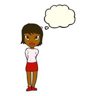 cartoon pretty girl with thought bubble N58