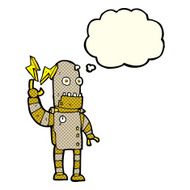 cartoon old robot with thought bubble N5