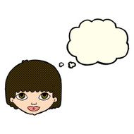 cartoon female face with thought bubble N83
