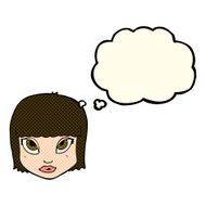 cartoon female face with thought bubble N84