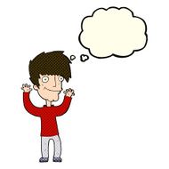 cartoon man waving arms with thought bubble N5