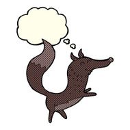 cartoon happy wolf with thought bubble N11