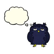 cartoon wise old owl with thought bubble N3