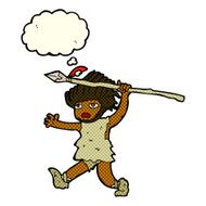 cartoon caveman with thought bubble N5