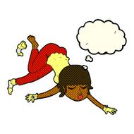 cartoon woman floating with thought bubble N5