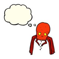 cartoon spooky skull spider with thought bubble N6