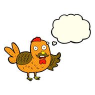cartoon old rooster with thought bubble N4