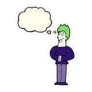 cartoon vampire with thought bubble N75