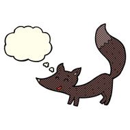 cartoon little wolf cub with thought bubble N6