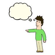 cartoon man pointing with thought bubble N109
