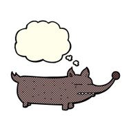cartoon funny little dog with thought bubble N10