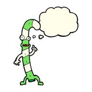 cartoon dancing christmas candy cane with thought bubble N12