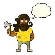 cartoon lumberjack with axe thought bubble N6