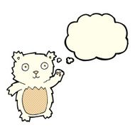 cartoon waving polar bear cub with thought bubble N25