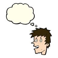 cartoon happy boy face with thought bubble N27