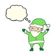 cartoon dancing santa with thought bubble N5