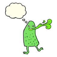 cartoon funny slime monster with thought bubble N7