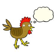 funny cartoon chicken with thought bubble N5