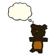 cartoon cute black bear cub with thought bubble N16
