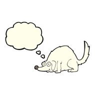 cartoon happy dog with thought bubble N51